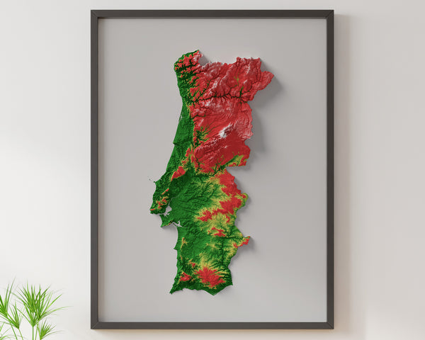 Portugal Shaded Relief