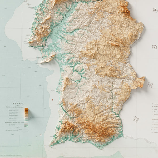 Hypsometric Map of Portugal (c.1906)