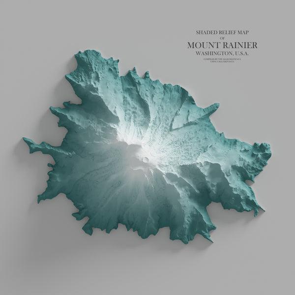 Mount Rainier Shaded Relief Map