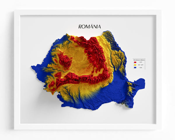 Romania Shaded Relief Colourized (Official Colours)