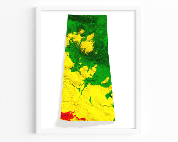 Saskatchewan Shaded Relief Colourized (Provincial Colours)
