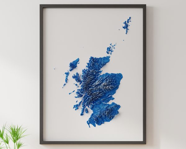 Scotland Shaded Relief Colourized (Flag Colours)