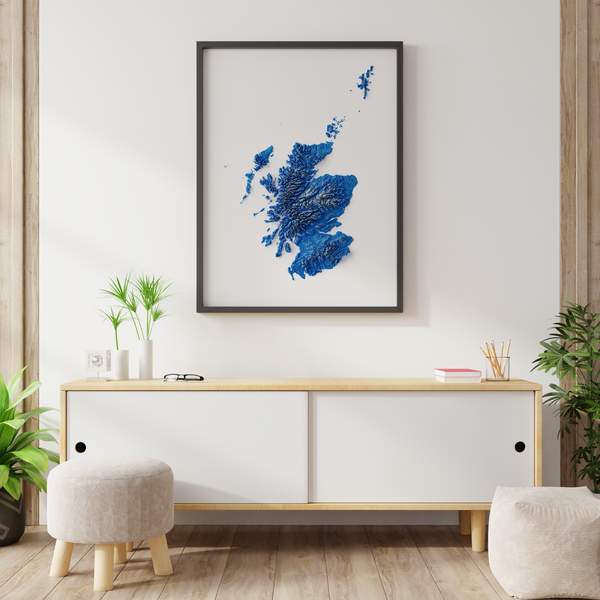 Scotland Shaded Relief Colourized (Flag Colours)