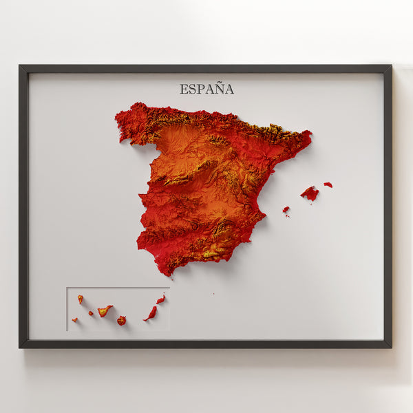 Spain Shaded Relief Colourized (Official Colours)