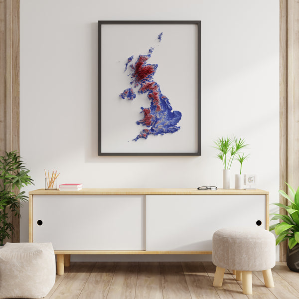 United Kingdom Shaded Relief Colourized (Flag Colours)