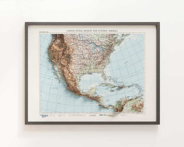 Topographic Map of U.S.A., Mexico and Central America