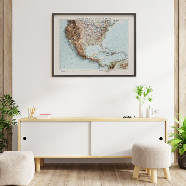 Topographic Map of U.S.A., Mexico and Central America