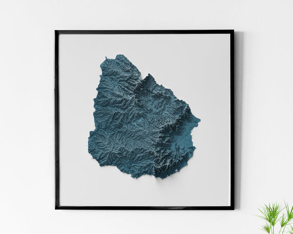 Uruguay Shaded Relief Map