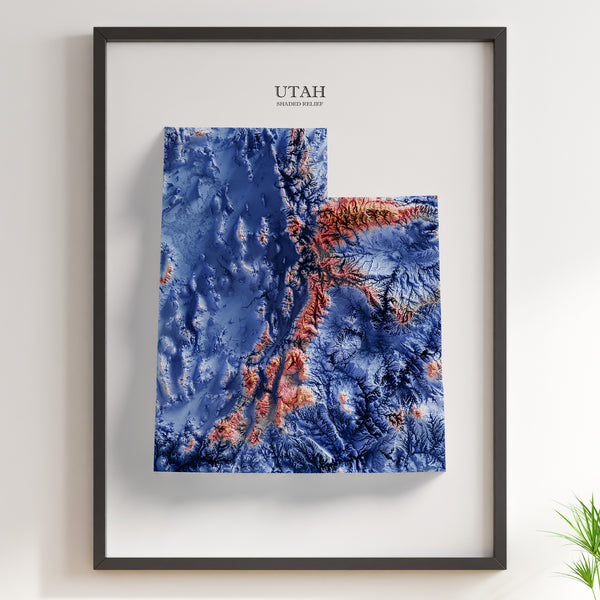Utah Shaded Relief (State Flag Colors)