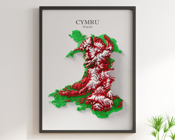 Wales Shaded Relief Colourized (Official Colours)
