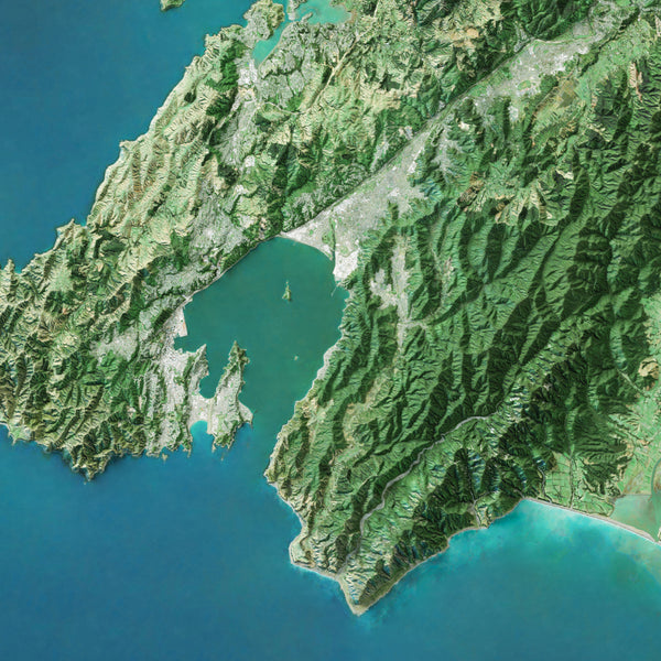 Wellington, New Zealand Imagery Shaded Relief