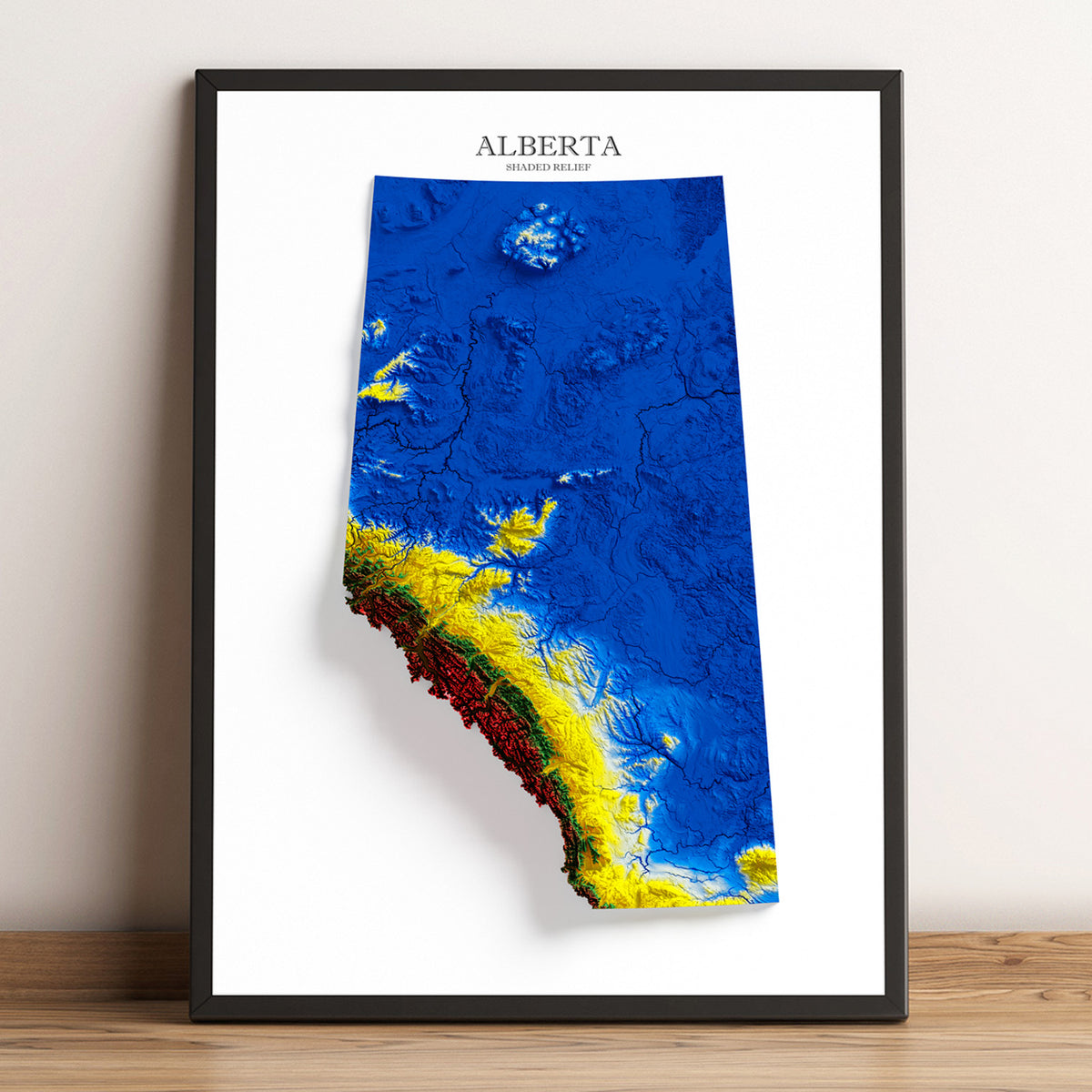 Alberta Shaded Relief Colourized (Provincial Colours) – Visual Wall ...