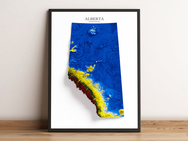 Alberta Shaded Relief Colourized (Provincial Colours)