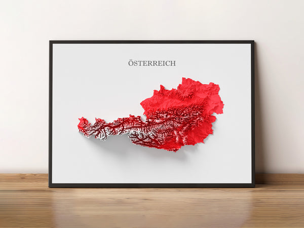 Austria Shaded Relief Colourized (Official Colours)