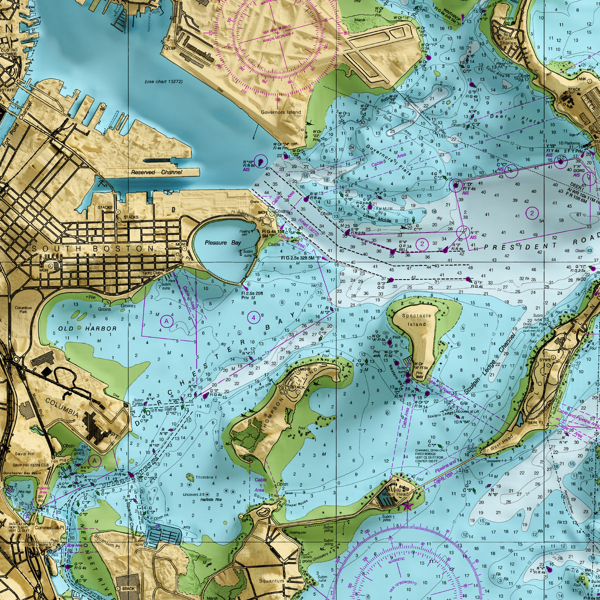 Boston Harbor Nautical Chart Visual Wall Maps Studio
