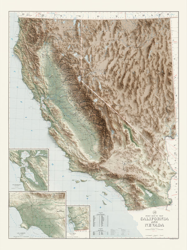California and Nevada Vintage Topographic Map