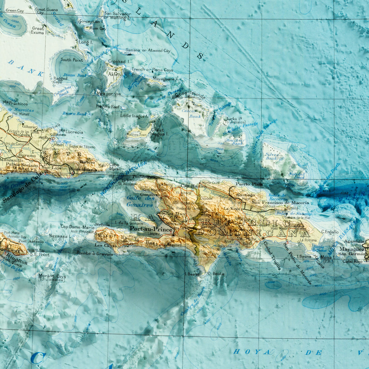 Mexico and Central America Vintage Topographic Map – Visual Wall Maps