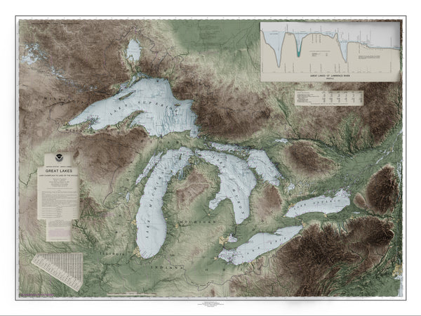 Great Lakes Topographic Map