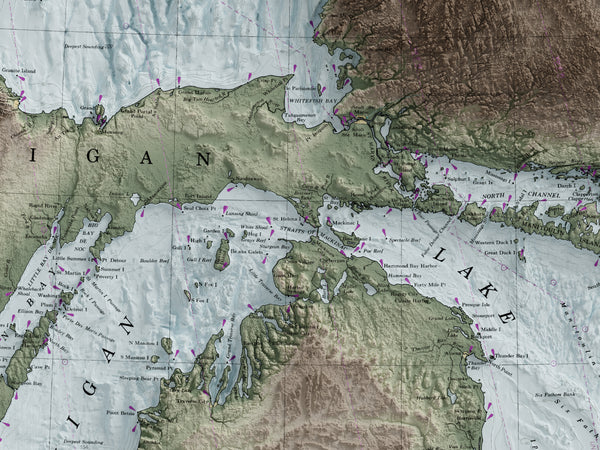 Great Lakes Topographic Map