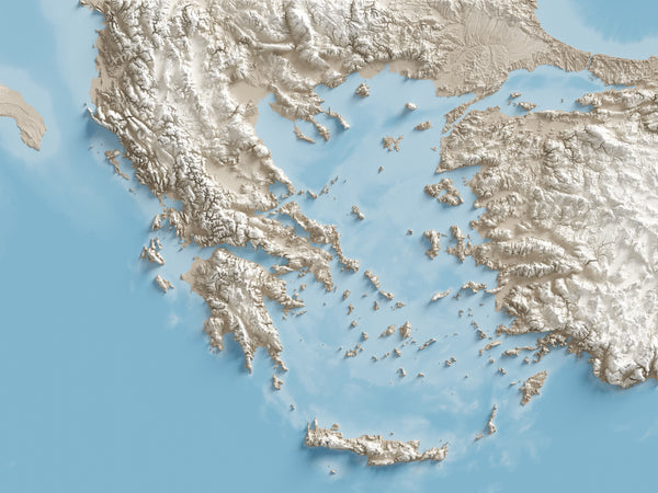 Greece Shaded Relief Island Series
