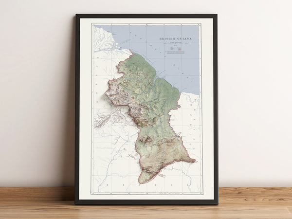 Guyana Vintage Topographic Map