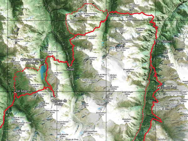 Walker's Haute Route Hike Map
