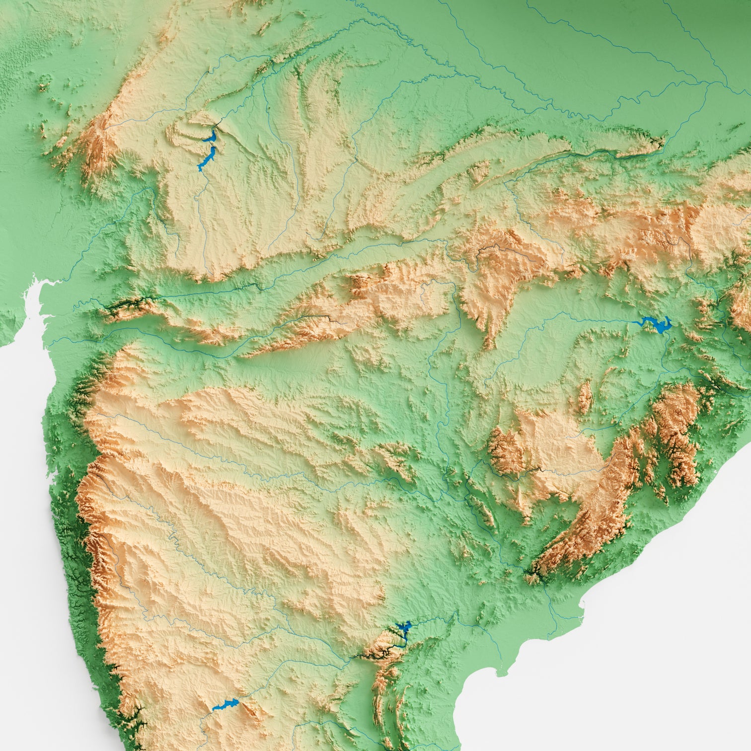 Physical Map of Akhand Bharat – Visual Wall Maps Studio