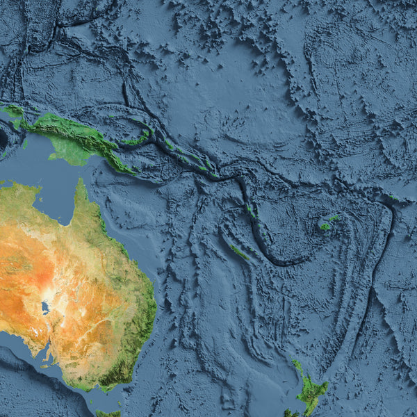 Oceania Bathymetry Shaded Relief