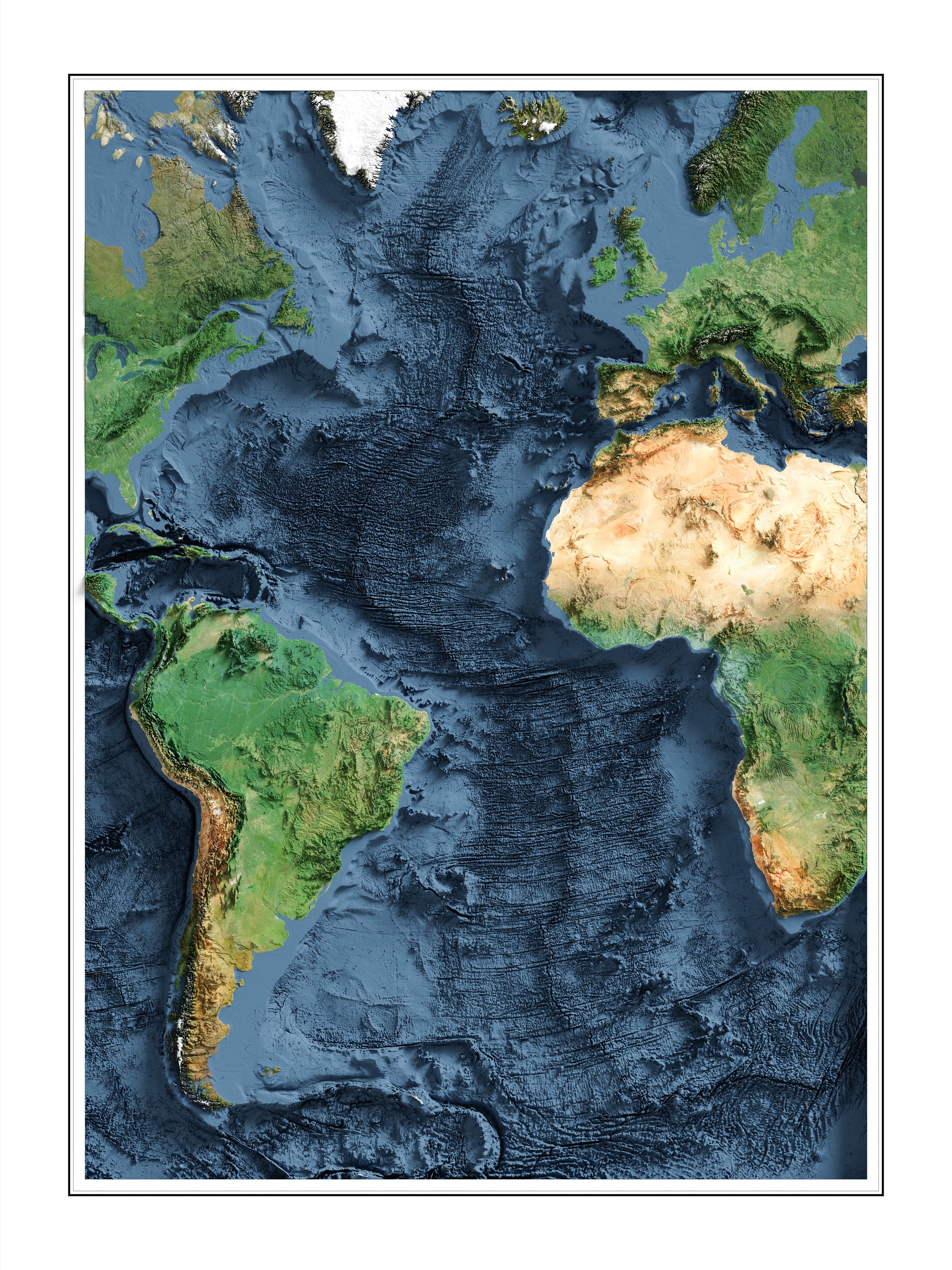 Mid-Atlantic Ridge Shaded Relief – Visual Wall Maps Studio