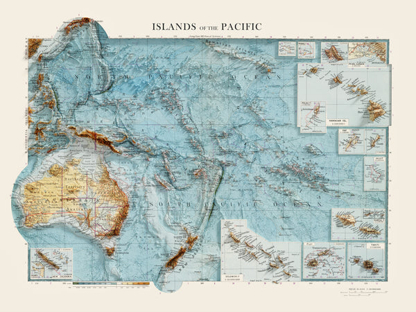 Islands of the Pacific Vintage Topographic Map (c.1953)