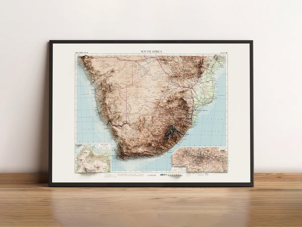 Vintage Topographic Map of South Africa (c.1955)