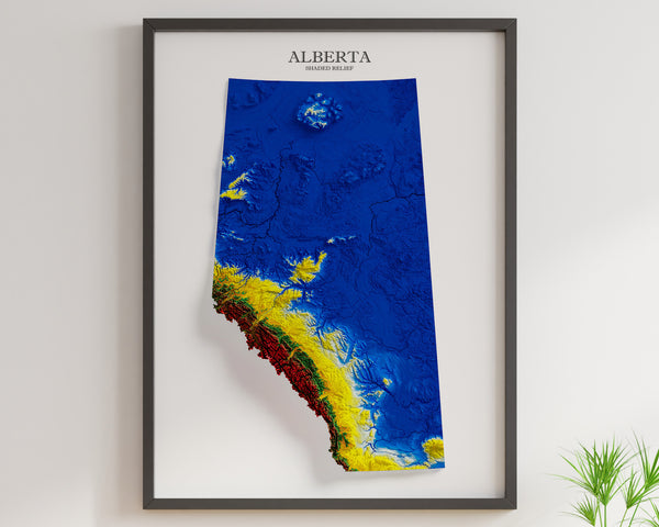 Alberta Shaded Relief Colourized (Provincial Colours)