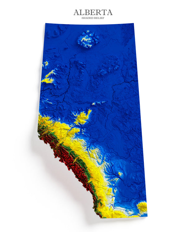 Alberta Shaded Relief Colourized (Provincial Colours)