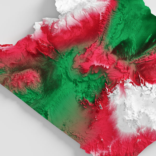 Algeria Shaded Relief Colourized (Official Colours)