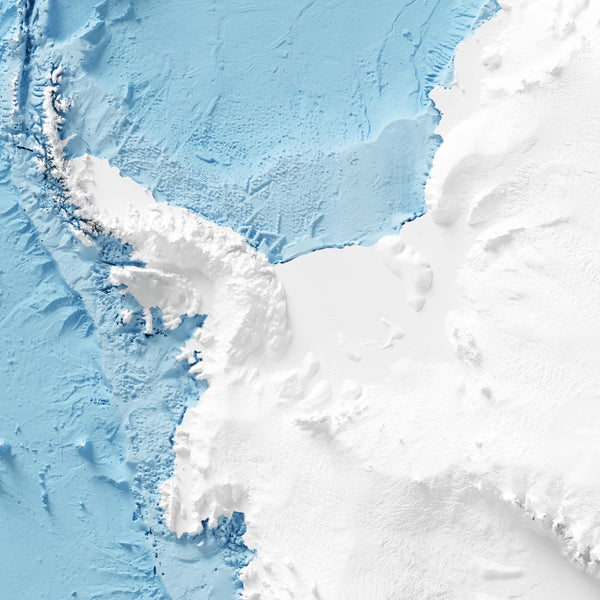 Antarctica Shaded Relief Map - With Oceanfloor