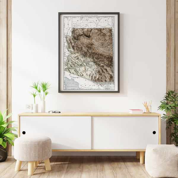 Arizona Central Highlands Topographic Layered Wooden Map