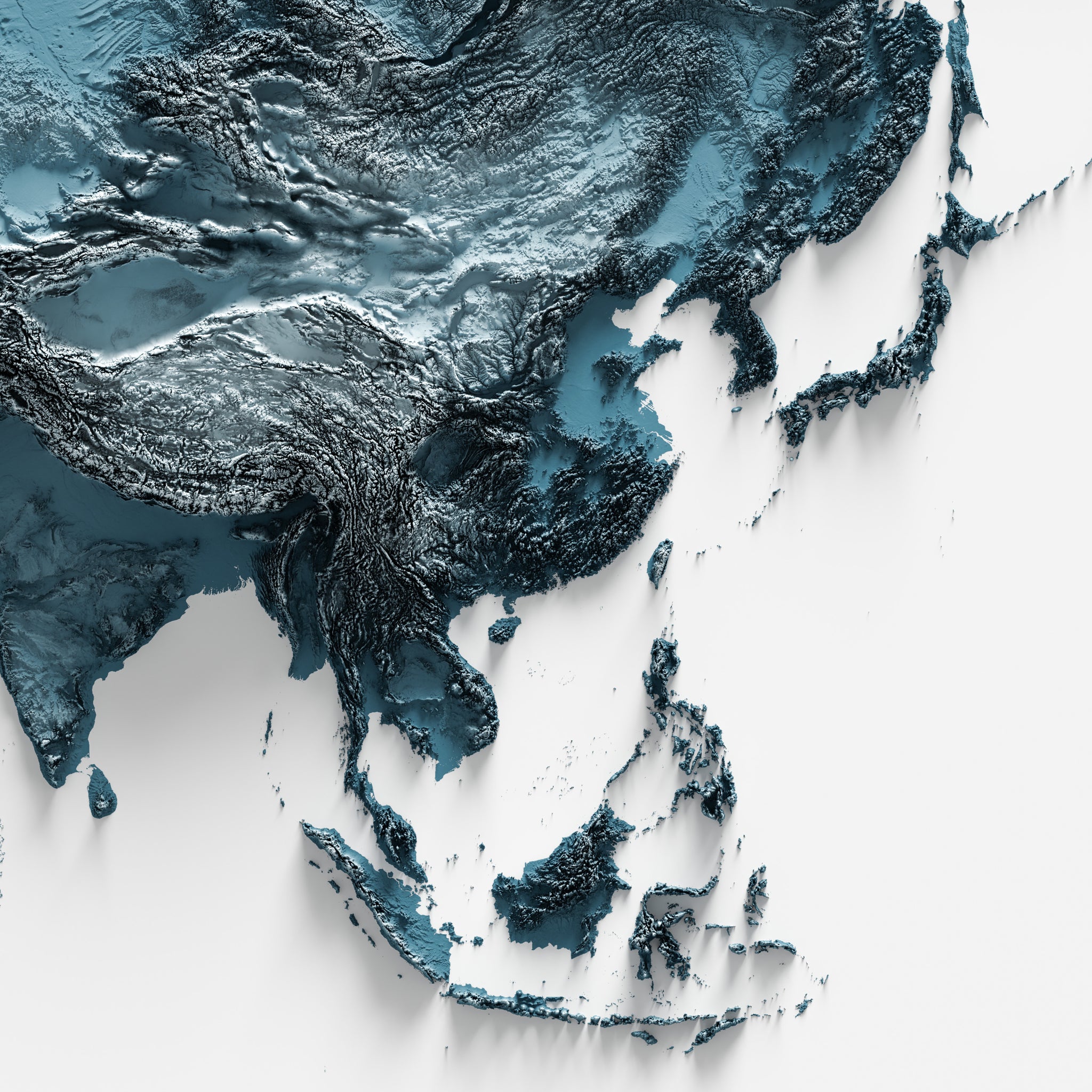 Asia Shaded Relief Map – Visual Wall Maps Studio