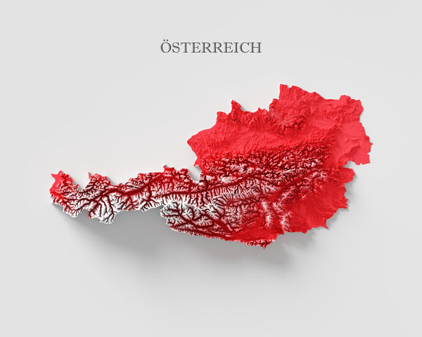 Austria Shaded Relief Colourized (Official Colours)