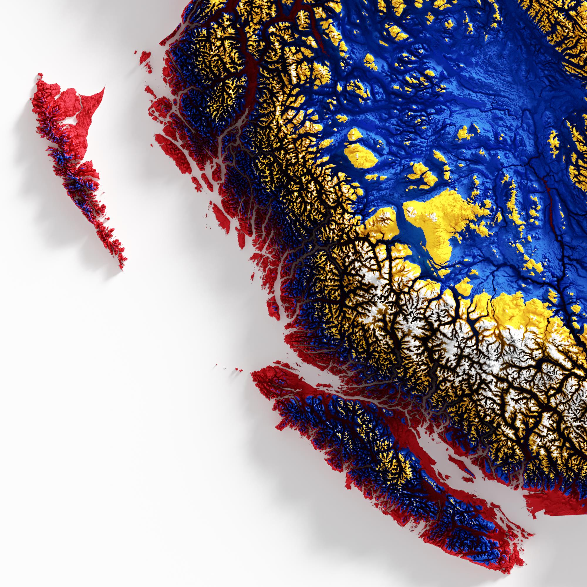British Columbia Shaded Relief Colourized (Provincial Colours) – Visual ...
