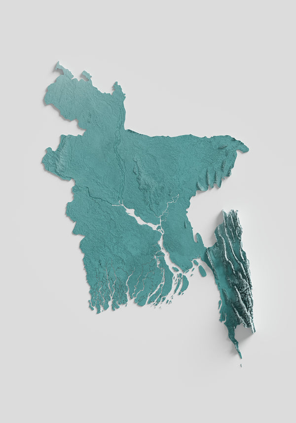 Bangladesh Shaded Relief Map