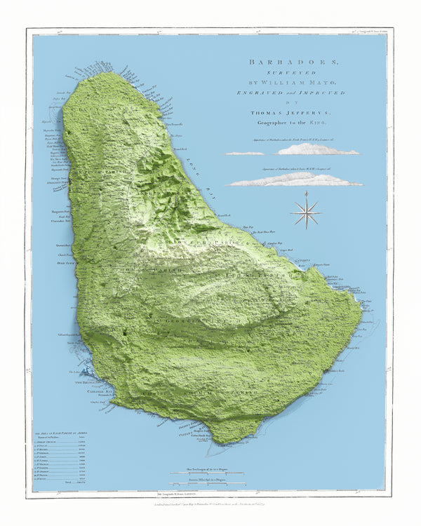 Barbados Vintage Topographic Map (c.1775)