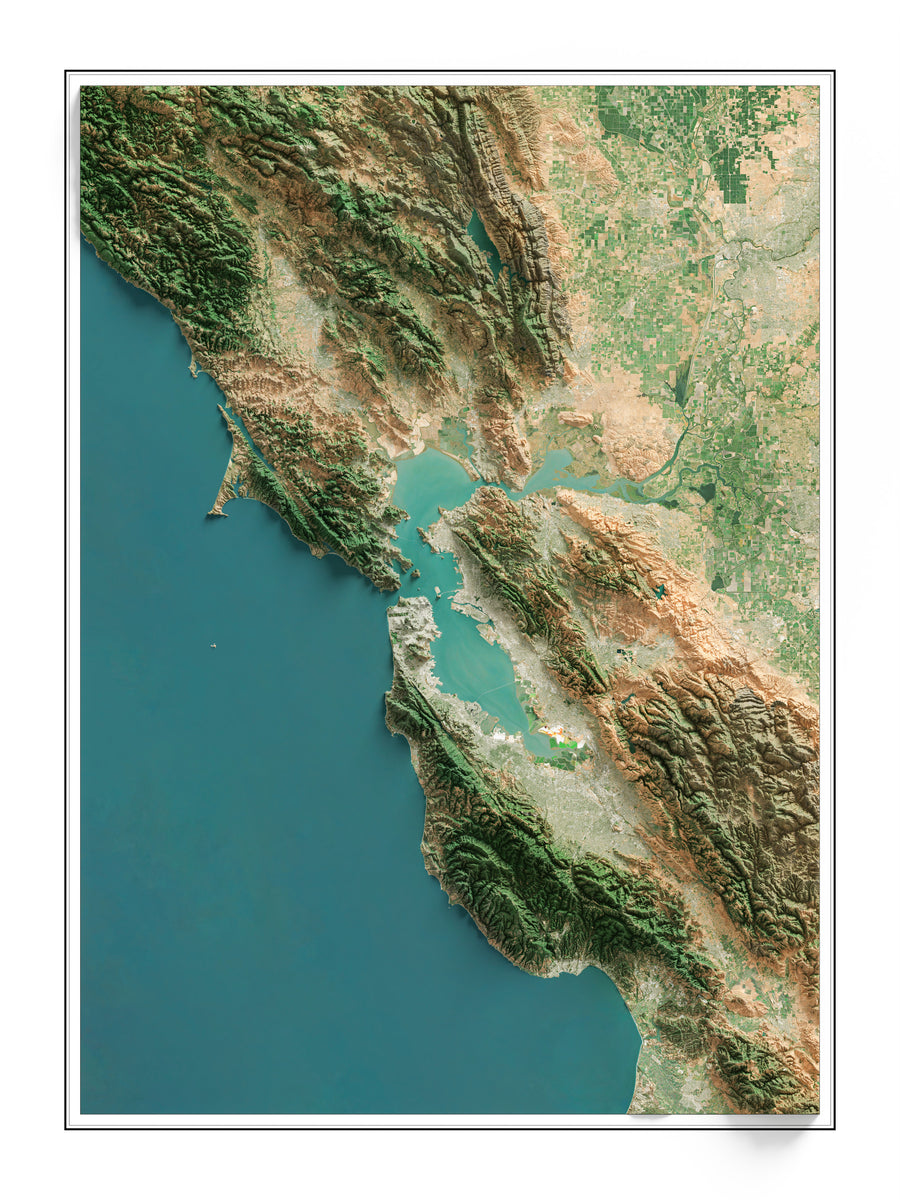 The Bay Area California Imagery Shaded Relief – Visual Wall Maps Studio
