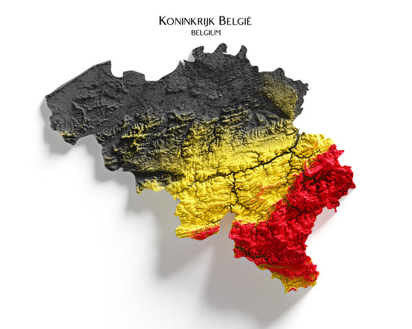 Belgium Shaded Relief Colourized (Official Colours)