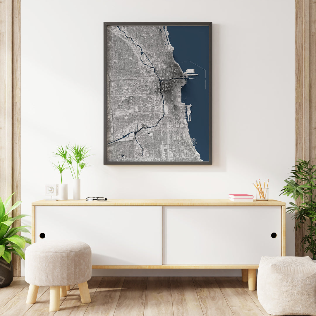 Chicago Shaded Relief – Visual Wall Maps Studio