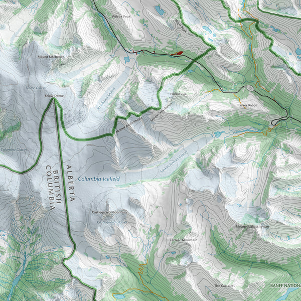 Columbia and Clemenceau Icefields Topographic Map