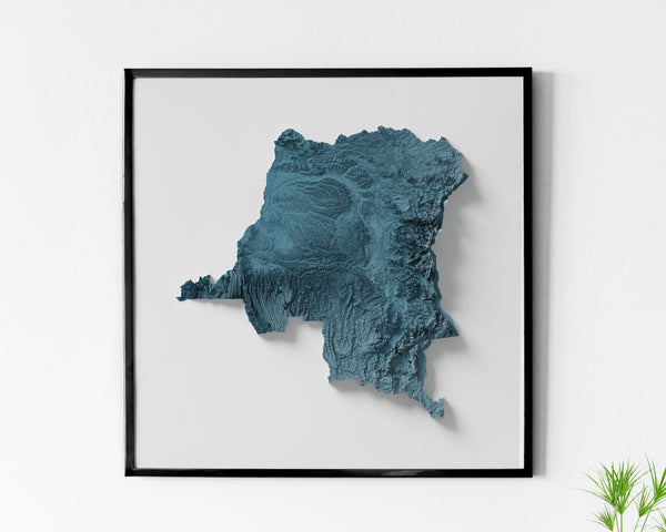 Democratic Republic of the Congo Shaded Relief Map