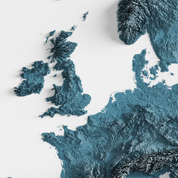 Europe Shaded Relief Map