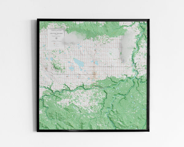 Topographic Map of Grande Prairie, Alberta, Canada