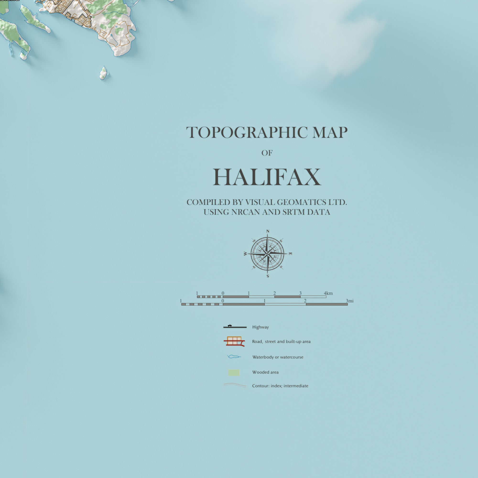 Halifax Topographic Map Visual Wall Maps Studio