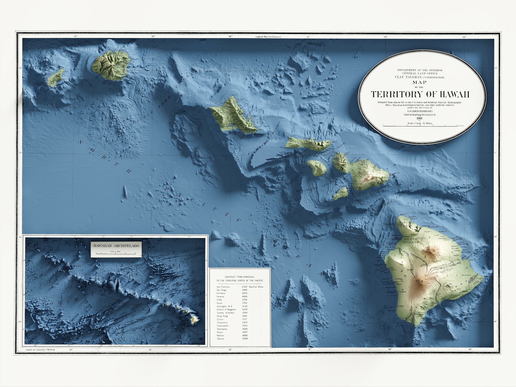 Hawaii Vintage Topographic Map C 1918 Visual Wall Maps Studio